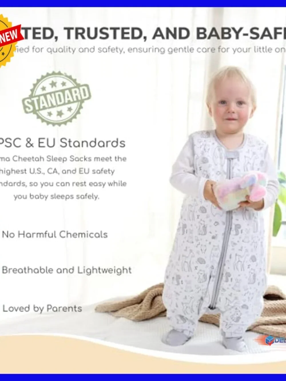 Organic Cotton Toddler Sleep Sack with Feet 2.5 TOG Wearable Blanket Medium